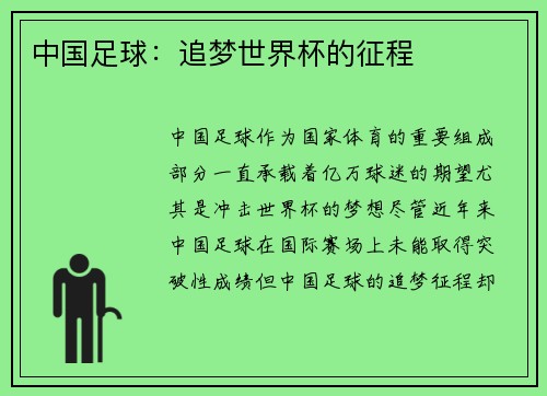 中国足球：追梦世界杯的征程